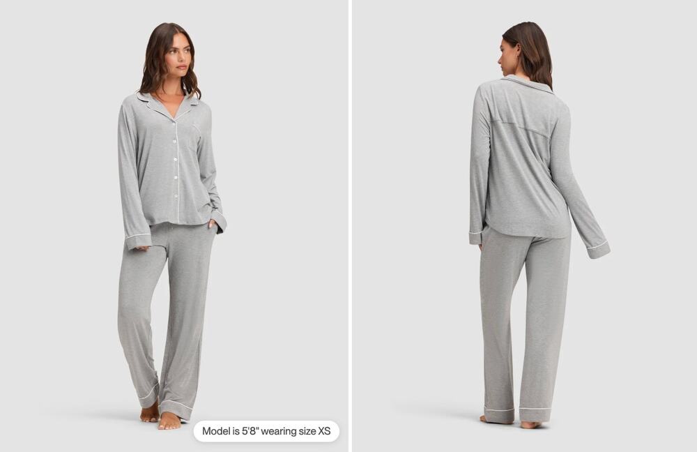 NWT Cozy Earth Women's Bamboo Stretch-Knit Long Sleeve Pajama Set Grey 2x $148